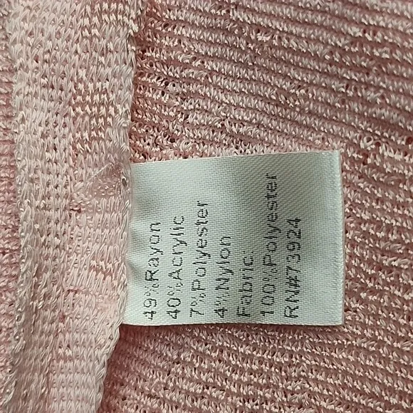 *Misook women's barbie pink knit floral open front long line cardigan Sz Small