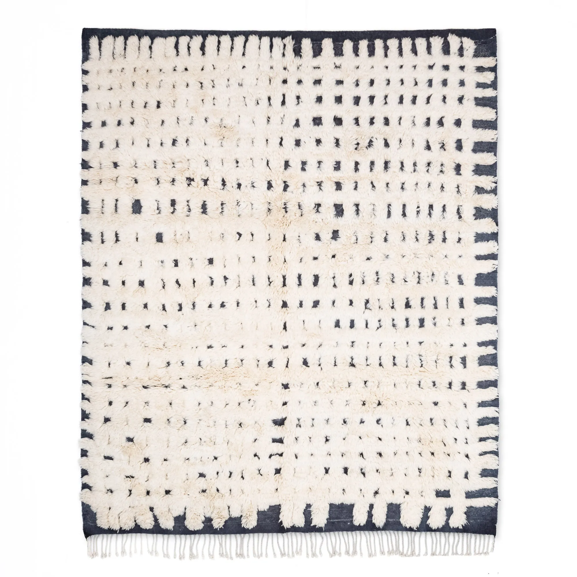 Monochrome Melody - Luxury Shag Moroccan Rug