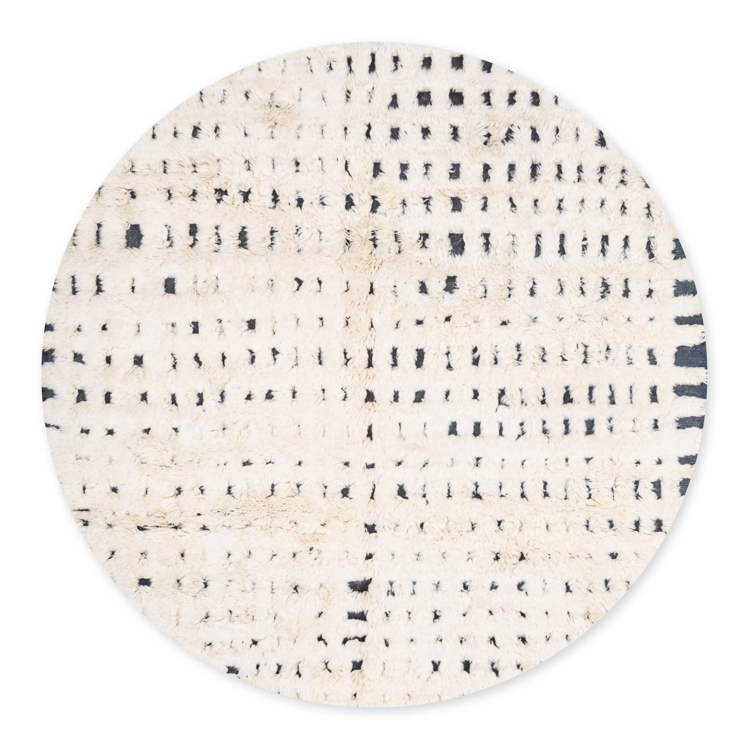 Monochrome Melody Round - Luxury Shag Moroccan Rug