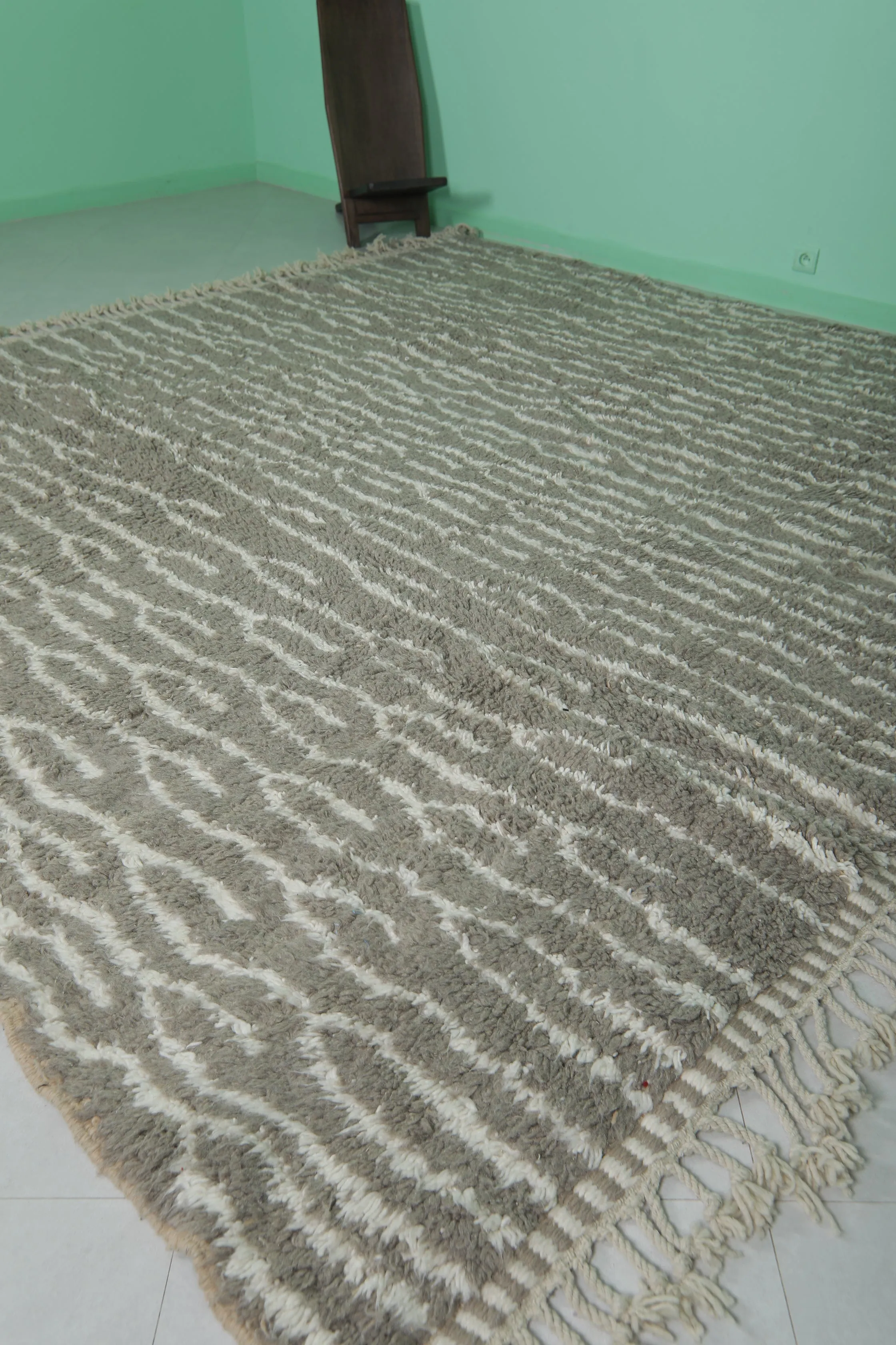 Moroccan Beni Ourain Rug - 10.3 x 9.9 Ft | Beige Handwoven Luxury