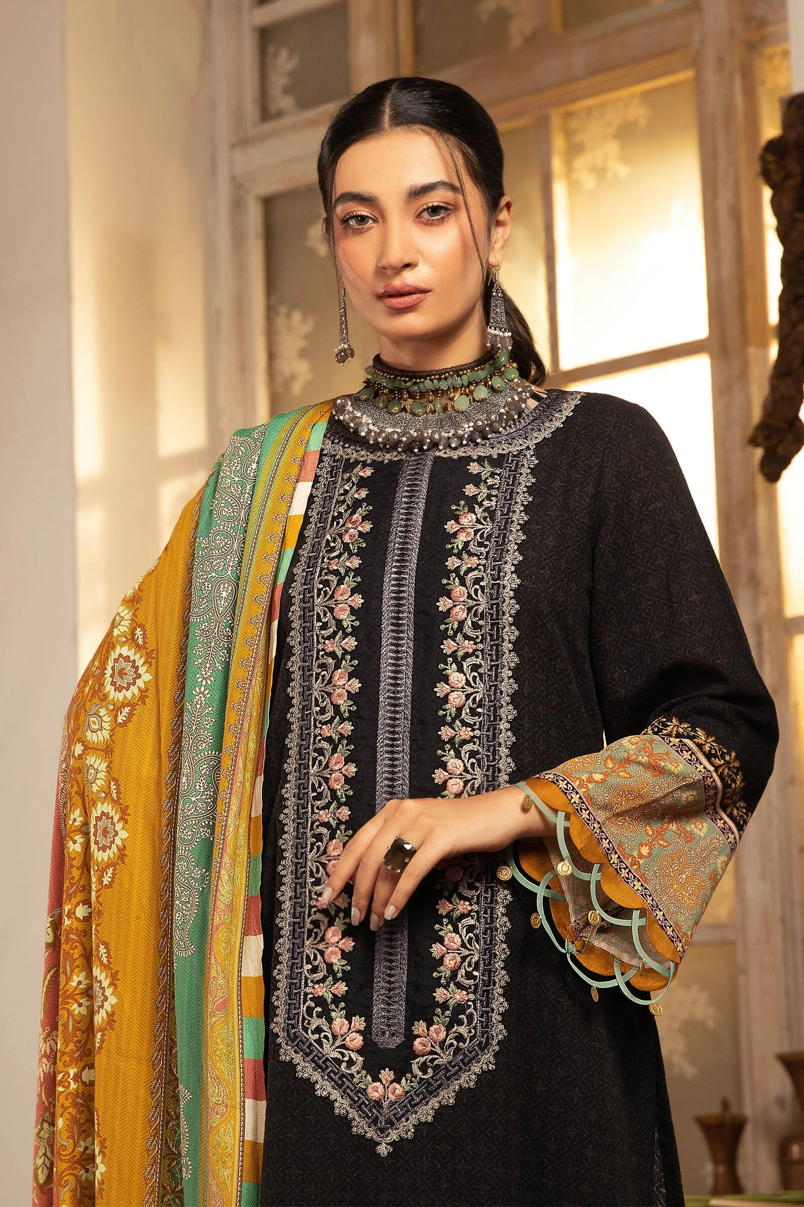 MPT 1208 B | Maria B MPrints Winter Collection 2021 | Unstitched Embroidered Khaddar Suits