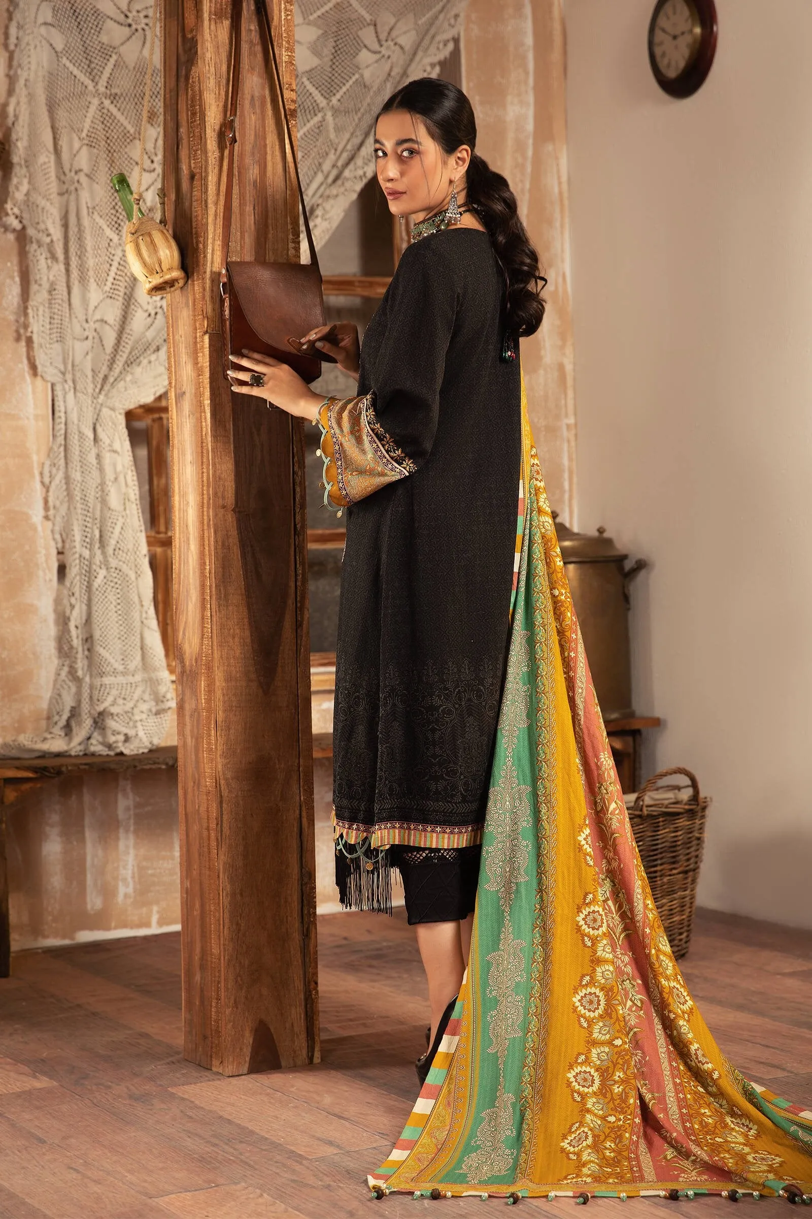 MPT 1208 B | Maria B MPrints Winter Collection 2021 | Unstitched Embroidered Khaddar Suits