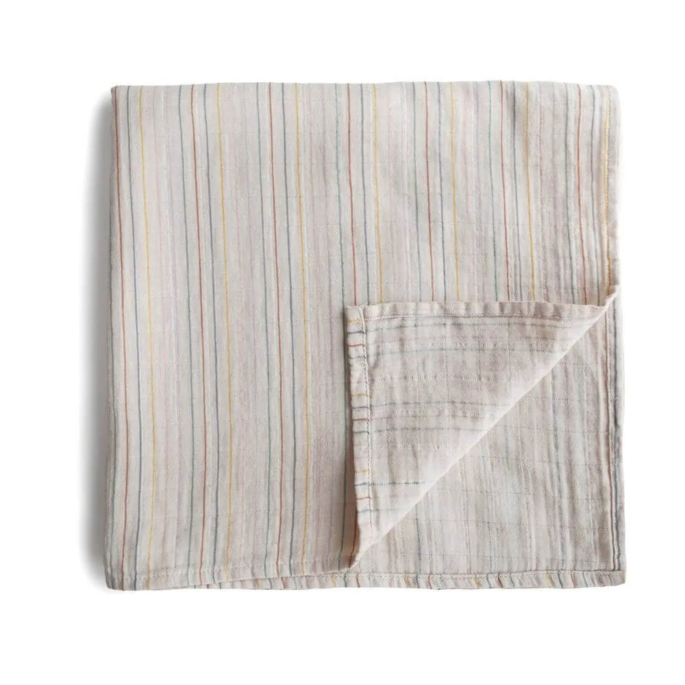 Mushie Retro Stripes Muslin Swaddle