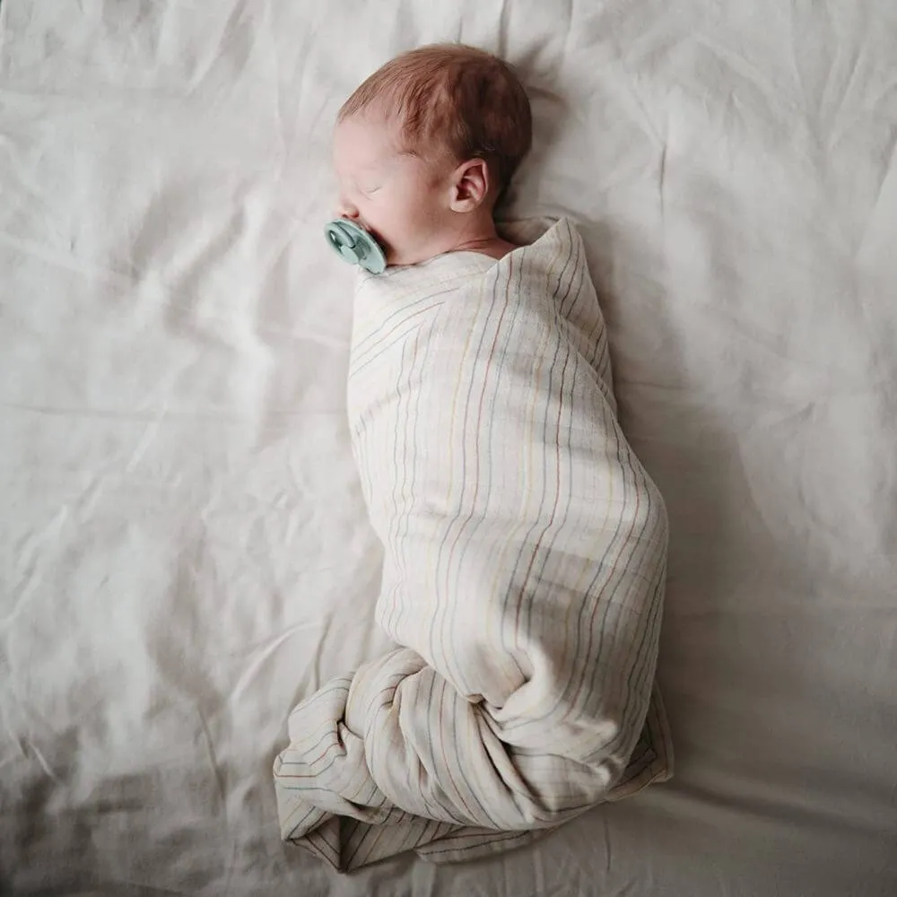 Mushie Retro Stripes Muslin Swaddle