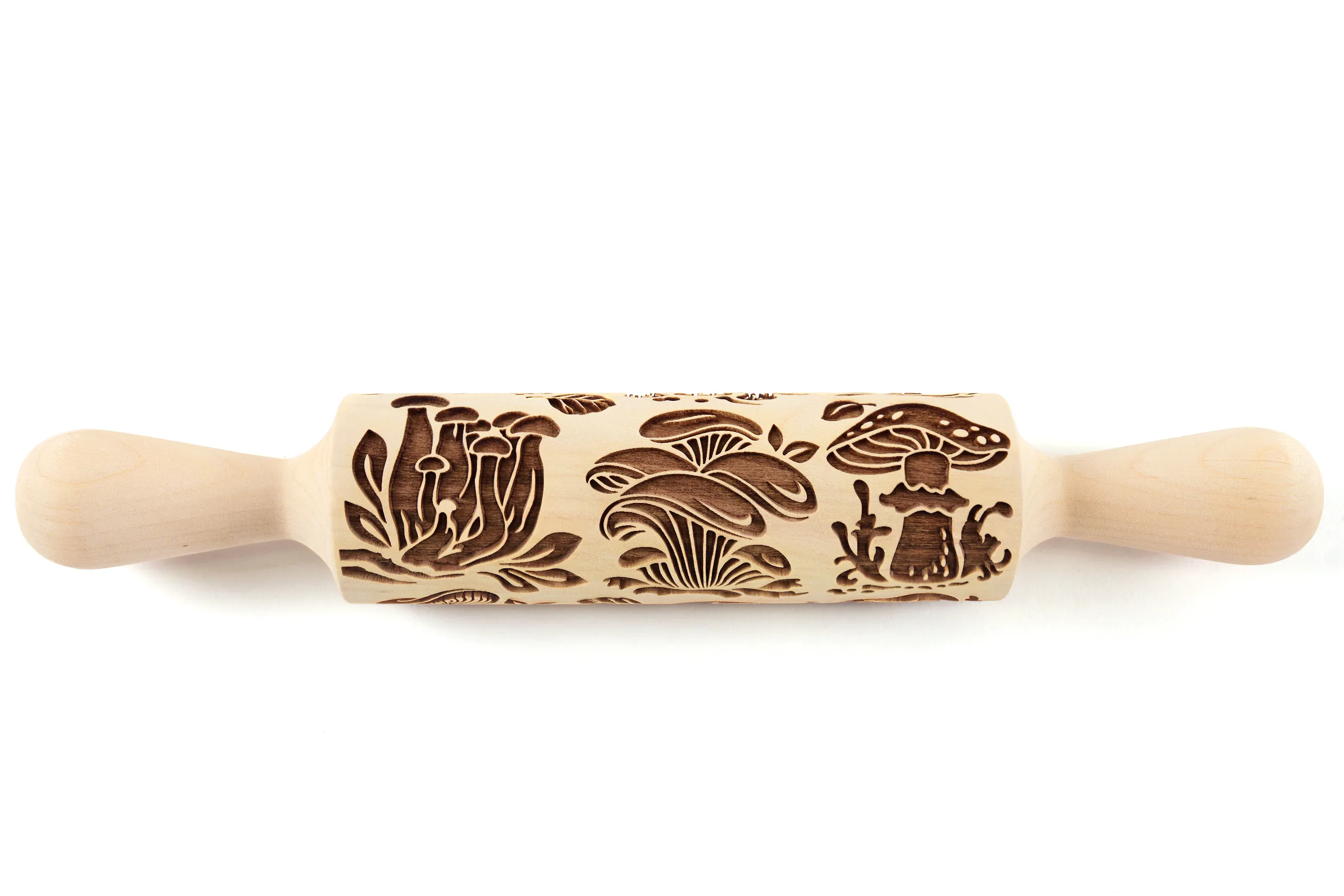 Mushrooms Rolling Pin Embossed Clay Stamp Mold Pottery Roller, Christmas Gift