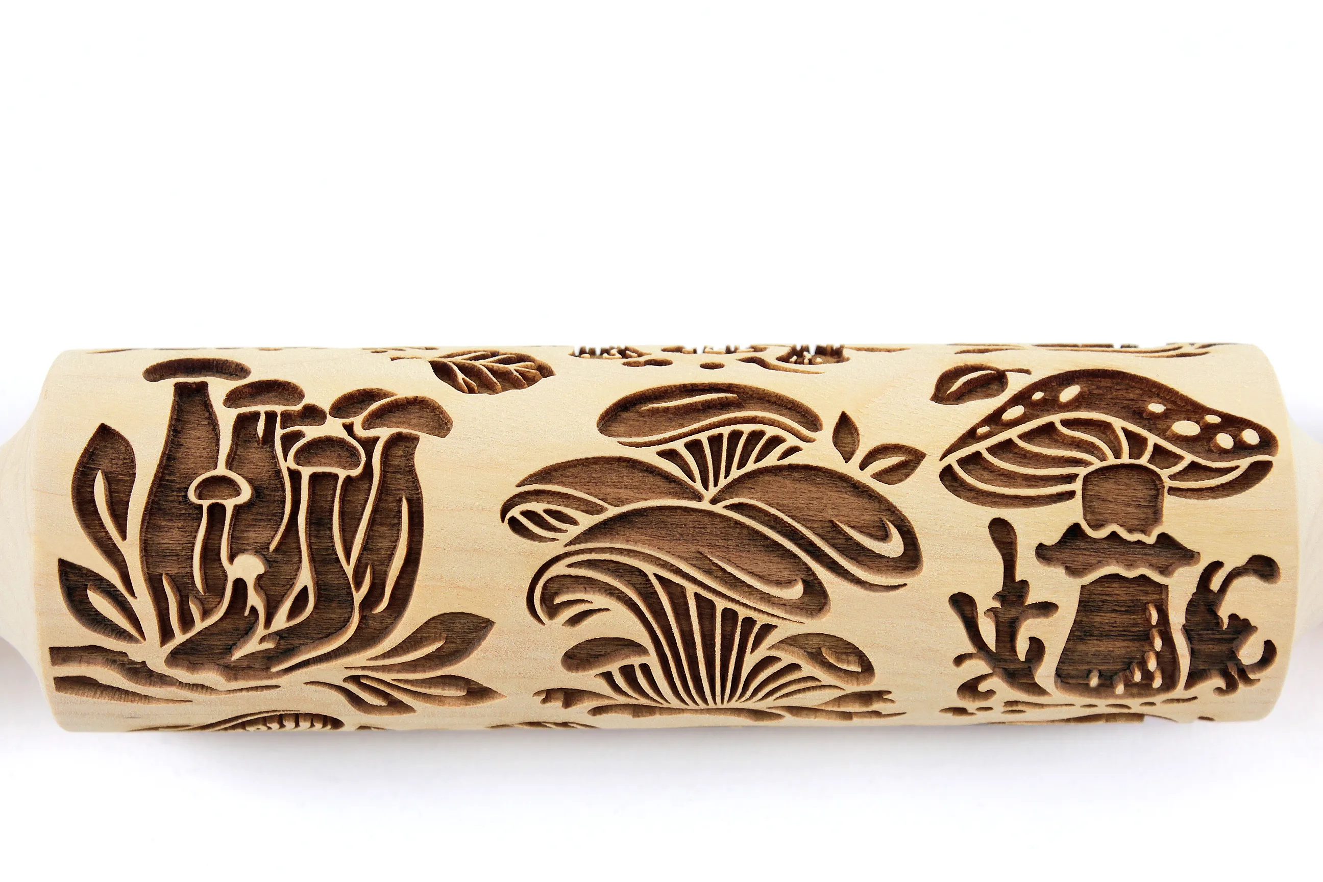Mushrooms Rolling Pin Embossed Clay Stamp Mold Pottery Roller, Christmas Gift