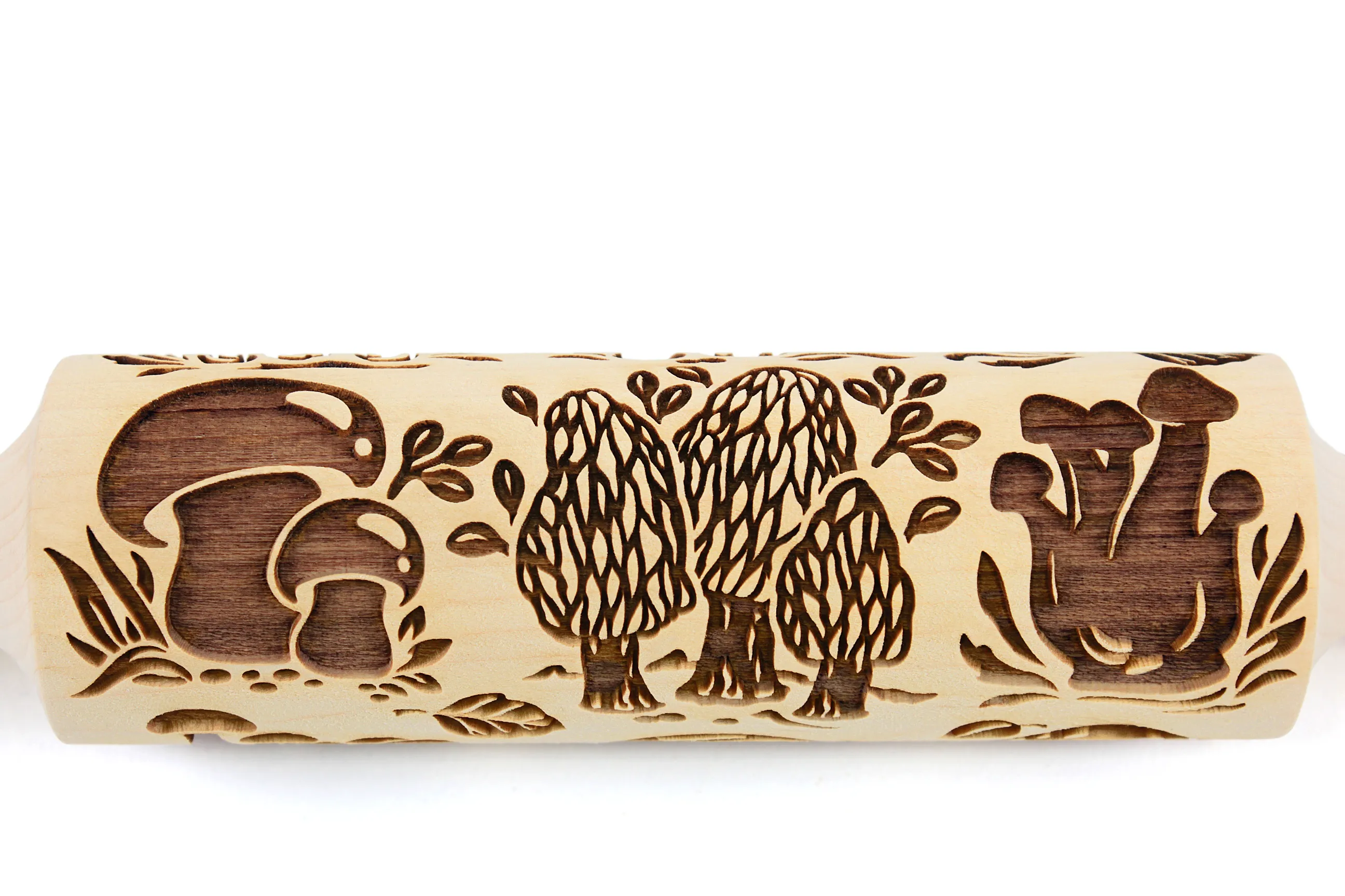Mushrooms Rolling Pin Embossed Clay Stamp Mold Pottery Roller, Christmas Gift