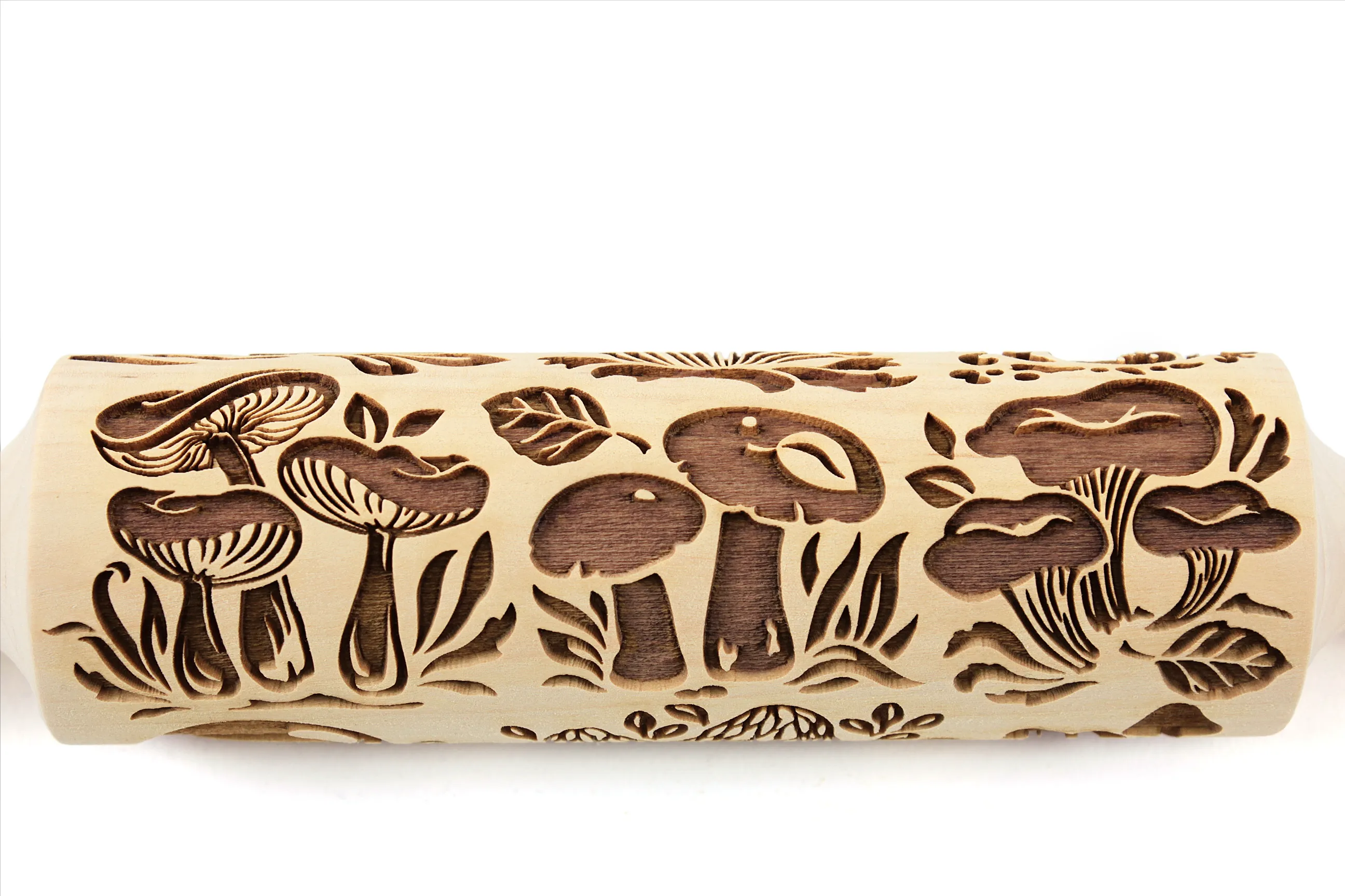 Mushrooms Rolling Pin Embossed Clay Stamp Mold Pottery Roller, Christmas Gift