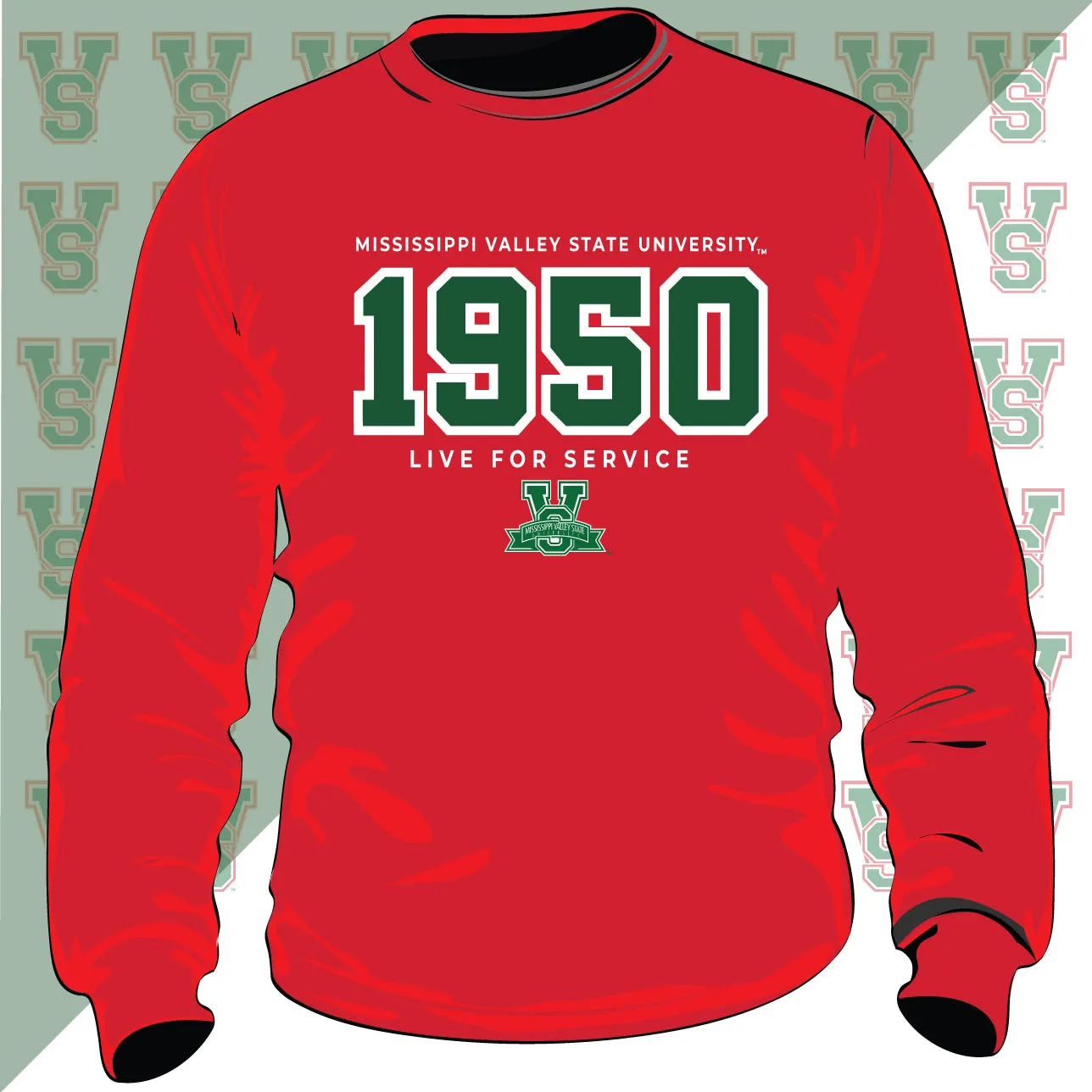 MVSU |  EST. 1950  RED  Unisex Sweatshirt (n)