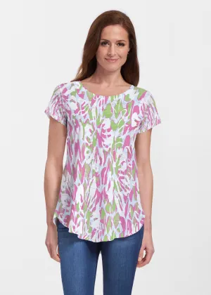 Mystic Floral Stripe (19167) ~ Signature Short Sleeve Scoop Neck Flowy Tunic