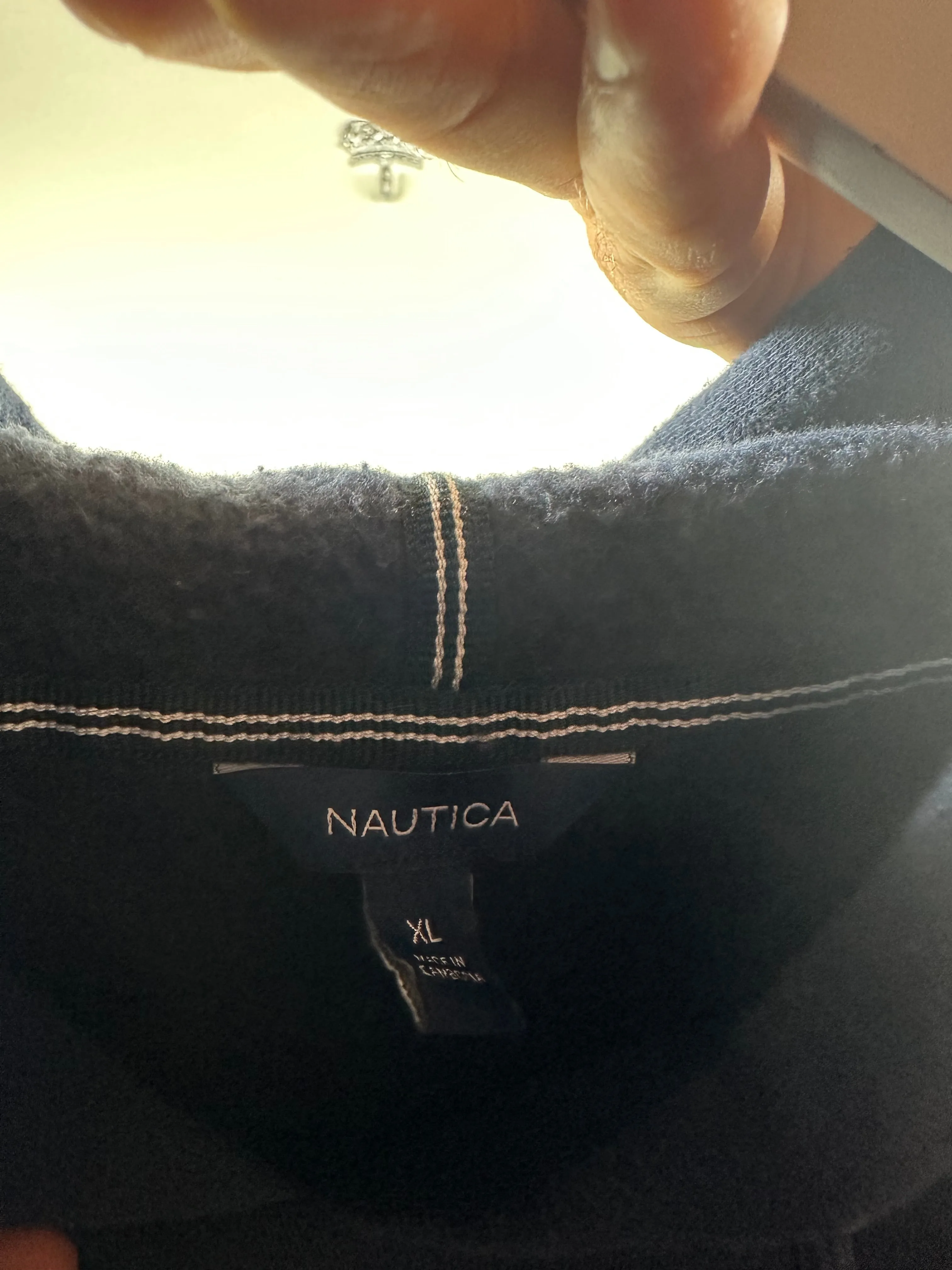 NAUTICA STRIPED SLEEVES HOODIE - XTRA LARGE