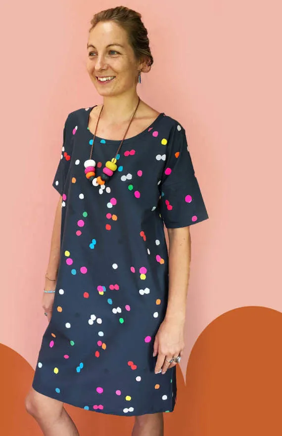 Navy Confetti Cotton Dress