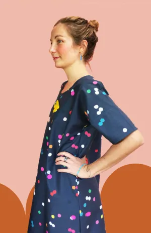 Navy Confetti Cotton Dress
