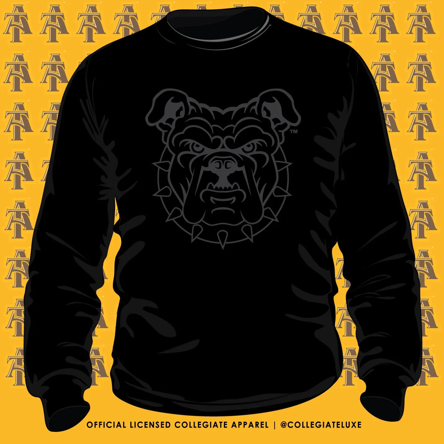 NC A&T AGGIE | BULLDOG | Puff Ink | BLACK Unisex Sweatshirt (DK)