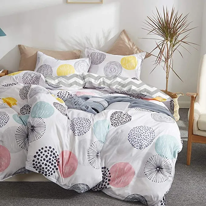 New Uozzi Reversible 800 - TC Luxury Hypoallergenic Colourful Duvet/Comforter Cover with Zipper Closure, Corner Ties. 1 Duvet Cover   2 Pillow Shams! Reverses to Grey/White! KING!