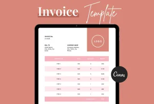New York Pink Invoice Canva Template Printable and Editable
