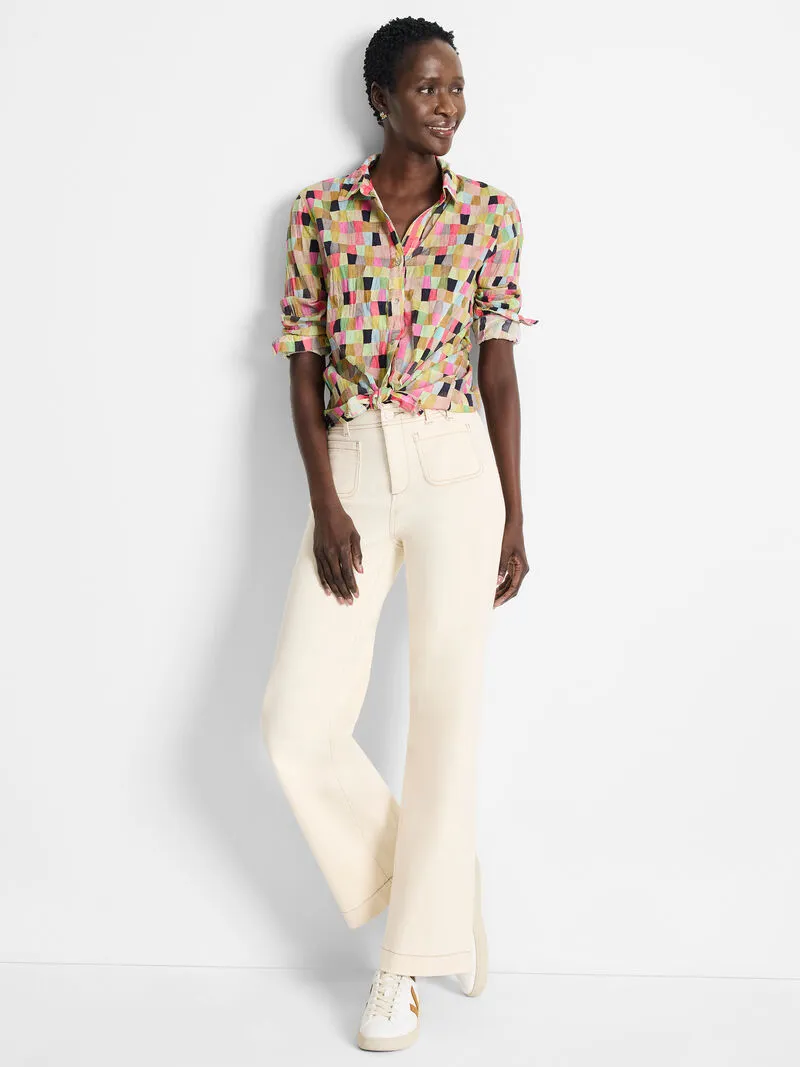 NIC ZOE Colorwash Cotton Crinkle Shirt