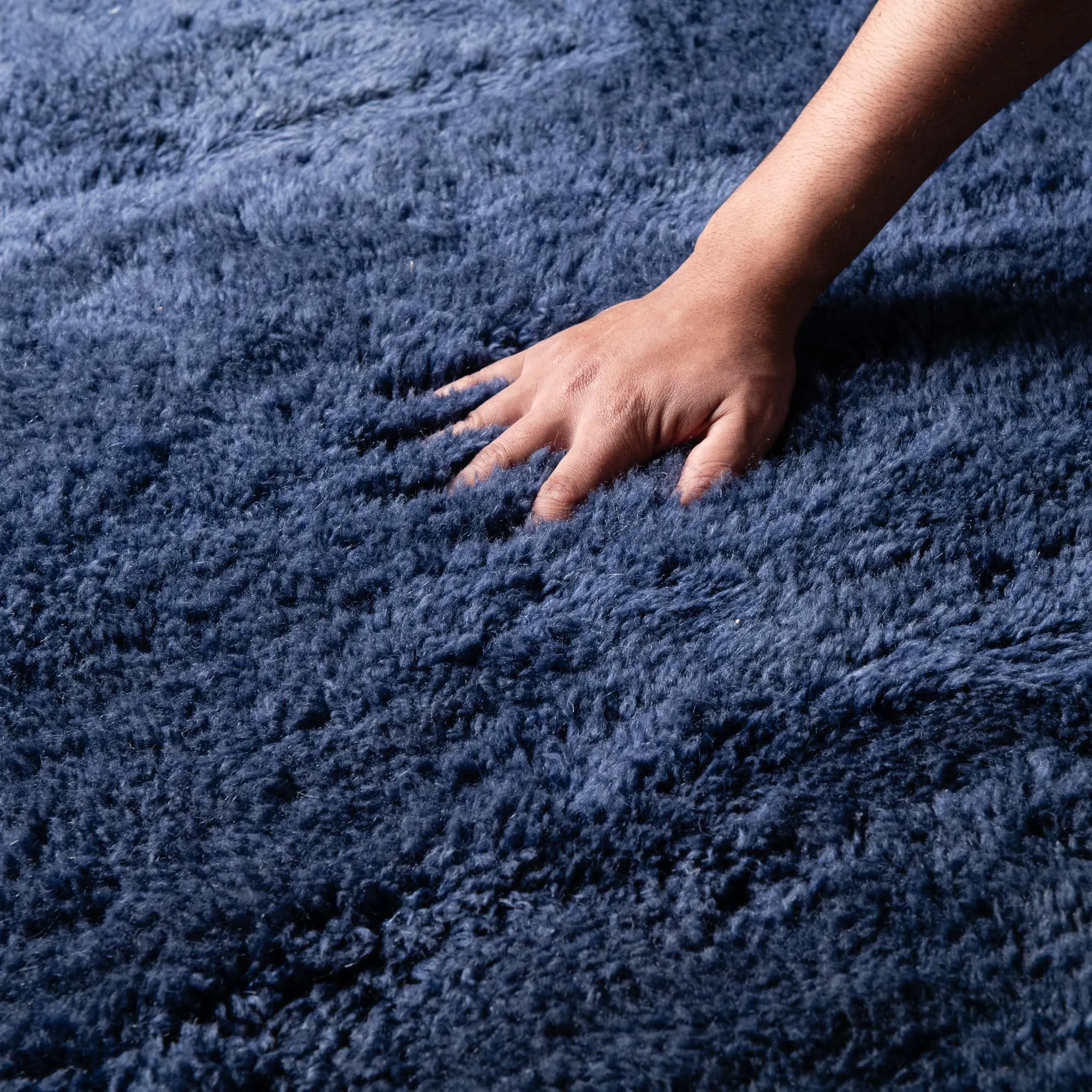 Night sea Round - Luxury Shag Moroccan Rug