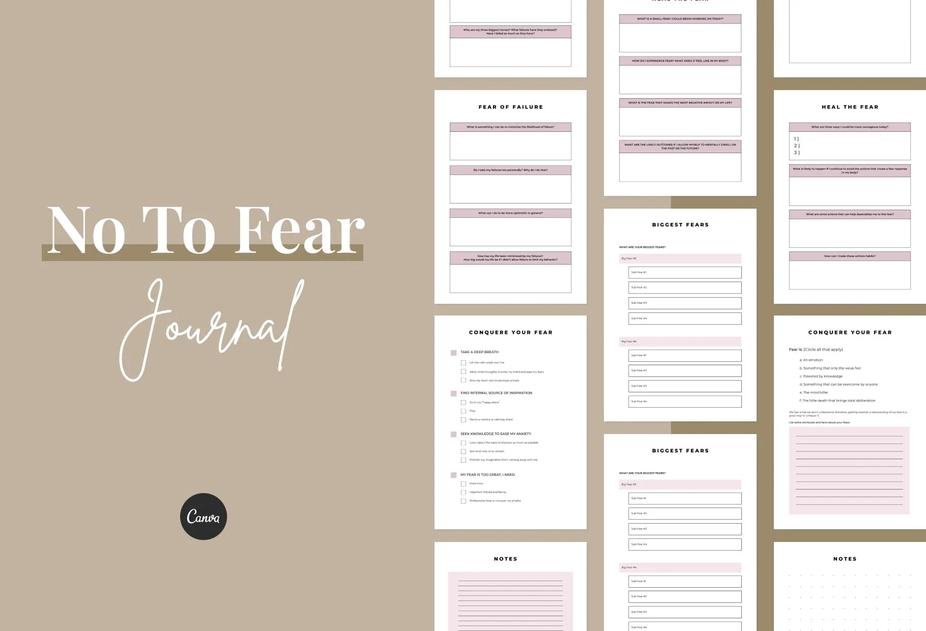 No To Fear Journal Canva Template