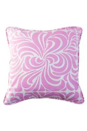 nouveau orchid pink printed cloth 16" x 16" piped pillow covers