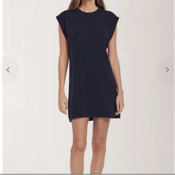 NWT 360 Sweater Tanya Knit Sleeveless Mini Sweater Dress in Navy Blue (L) #0037