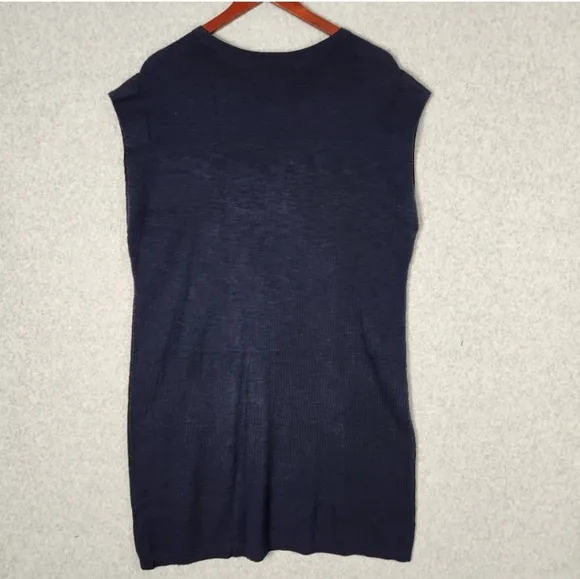 NWT 360 Sweater Tanya Knit Sleeveless Mini Sweater Dress in Navy Blue (L) #0037