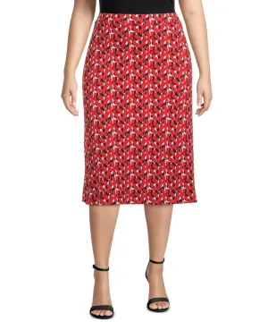 NWT Kasper Plus Geo Patterned Pull On Midi Skirt. 10777614 Plus 1X