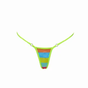 NYMPH MICRO BIKINI BOTTOM - Candy Stripe / Neon Yellow