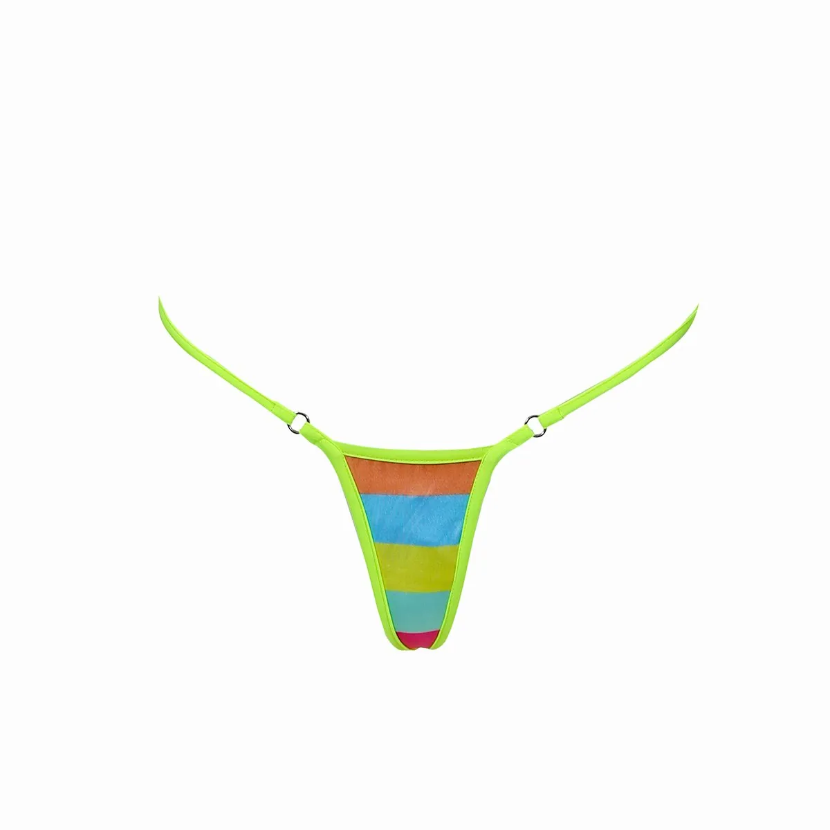 NYMPH MICRO BIKINI BOTTOM - Candy Stripe / Neon Yellow