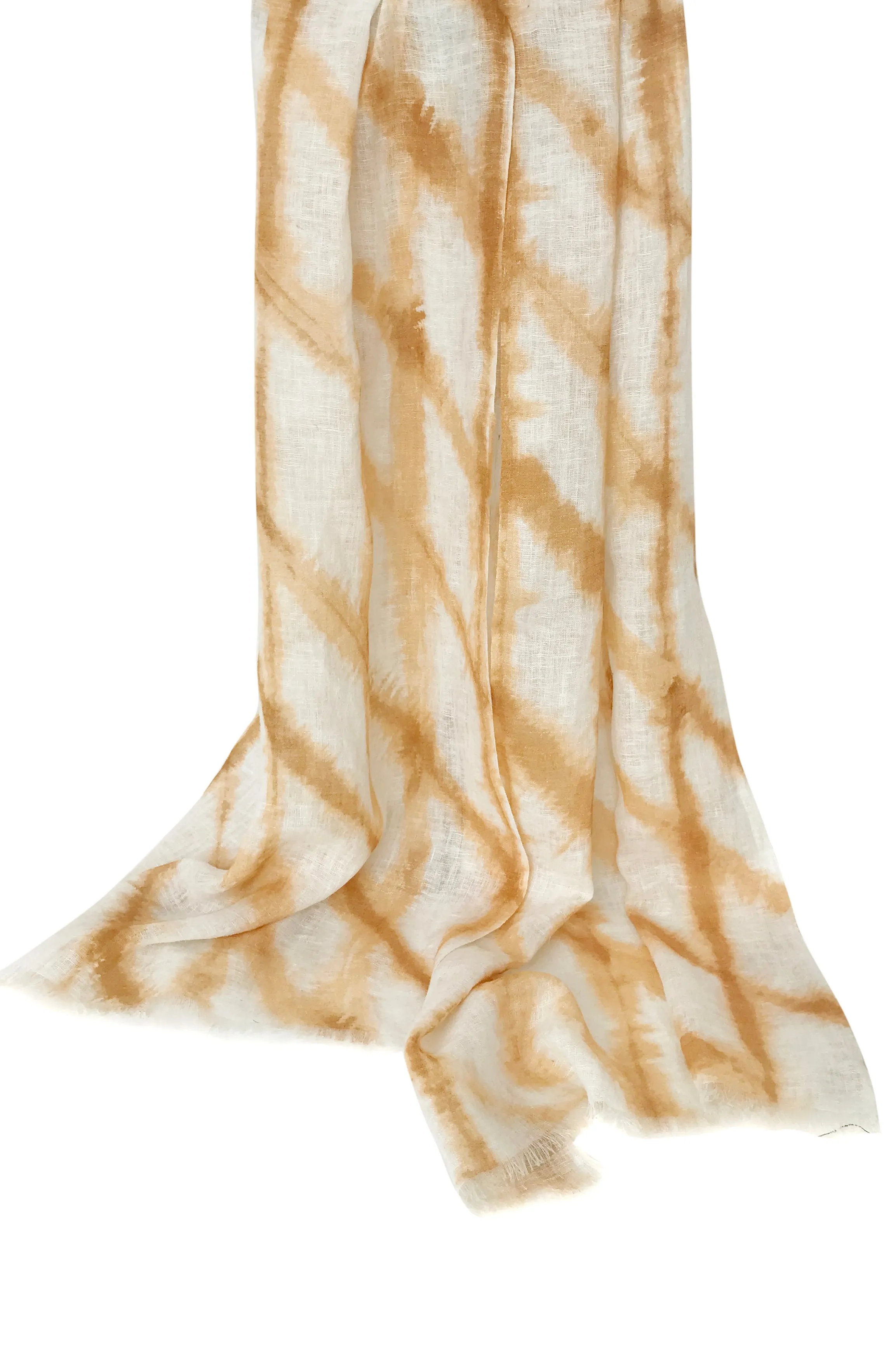 Ochre Abstract Linen Scarf