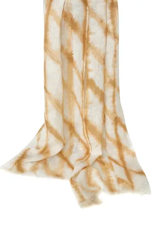 Ochre Abstract Linen Scarf