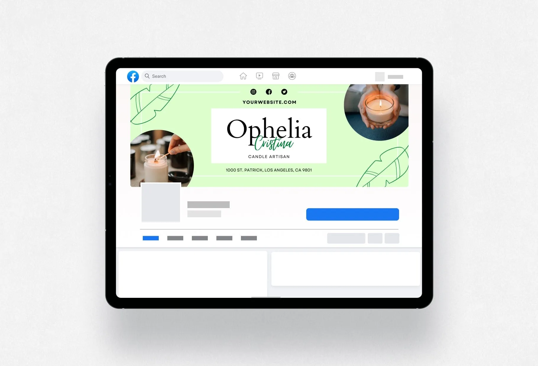 Ophelia Facebook Cover Canva Template