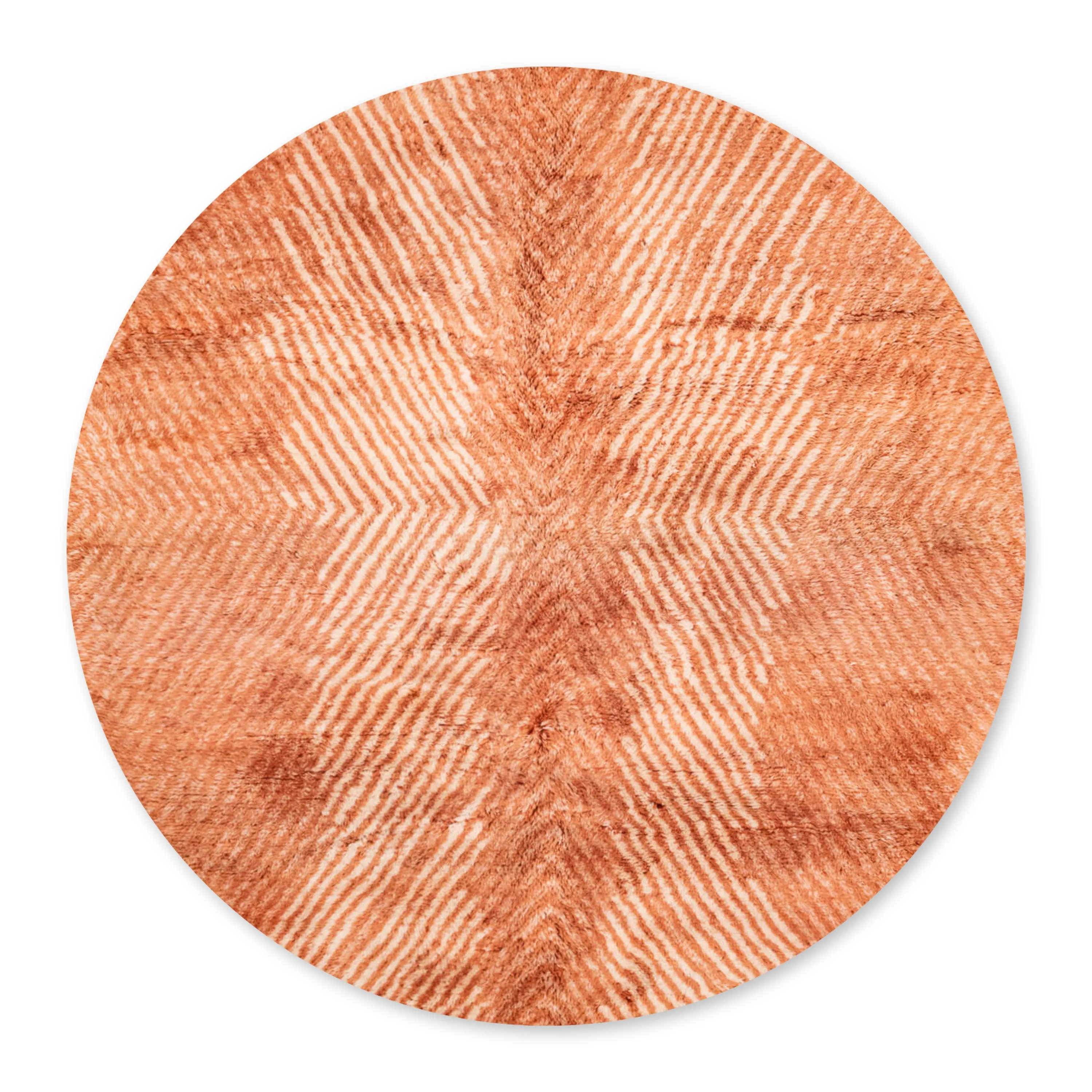 Orange Zest Round - Luxury Shag Moroccan Rug