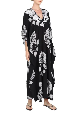 Oriental Flower Printed Embroidered Boubou Caftan