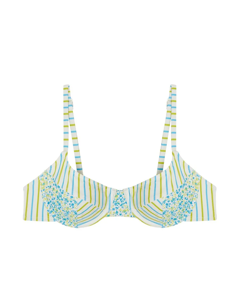 Painted Daisy Floral/Multi Pinstripe Emily Bikini Top