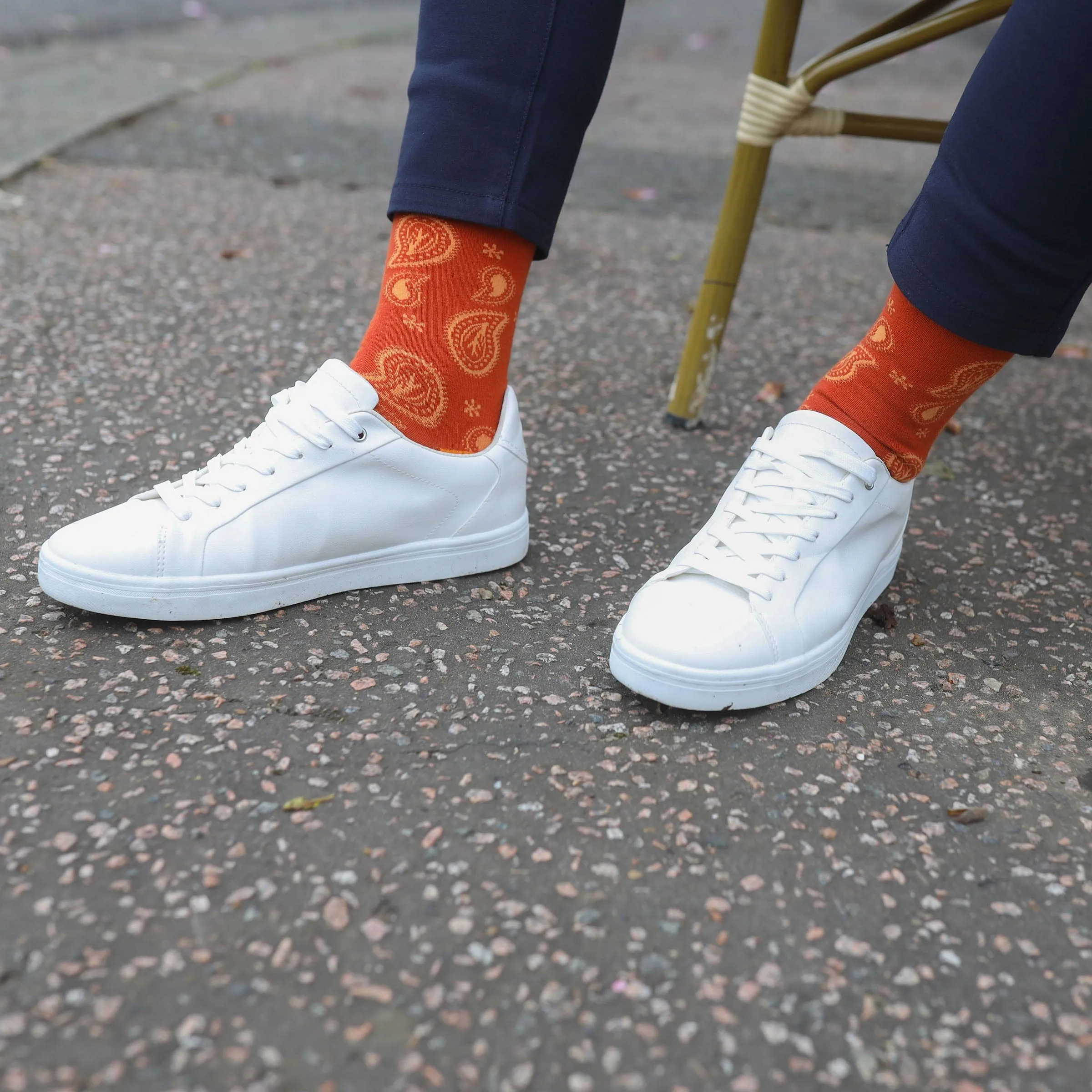 Paisley Men's Organic Cotton Socks | Burnt Orange