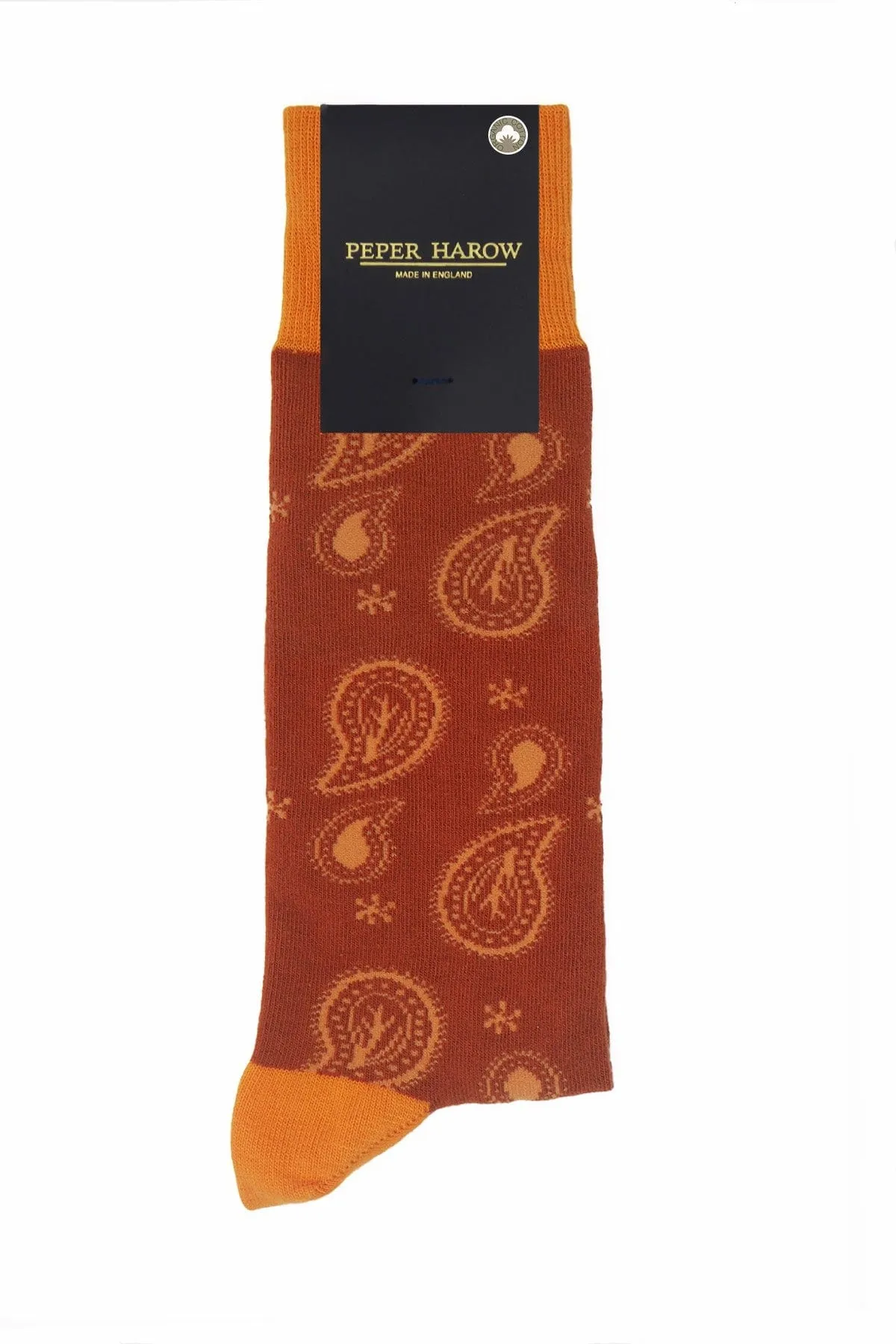 Paisley Men's Organic Cotton Socks | Burnt Orange