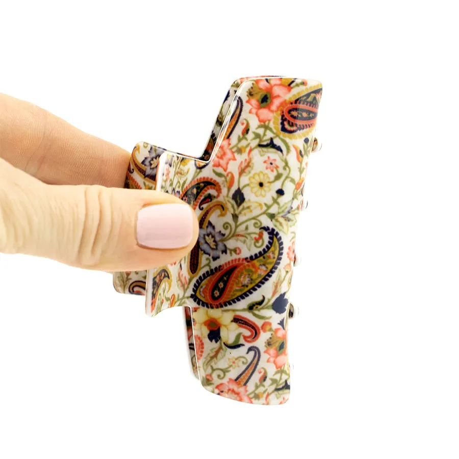 Paisley Orange Medium Hair Claw