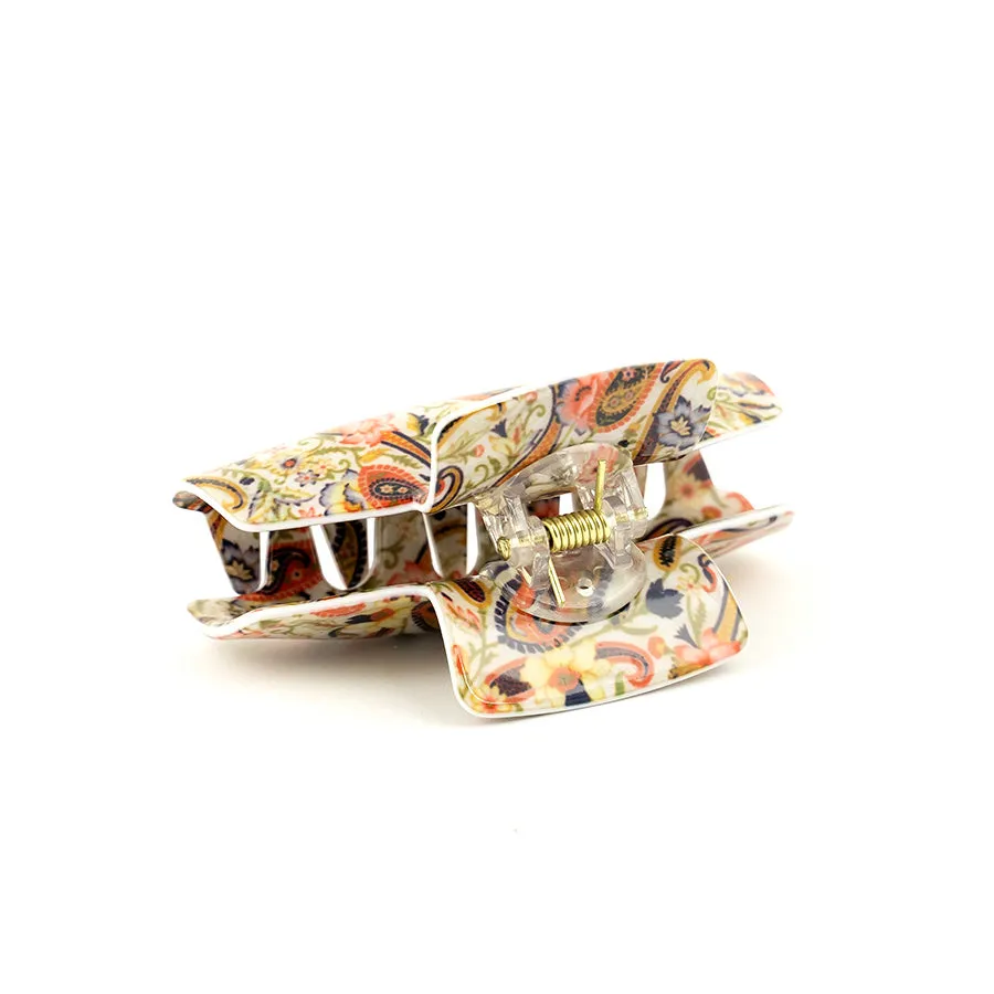 Paisley Orange Medium Hair Claw