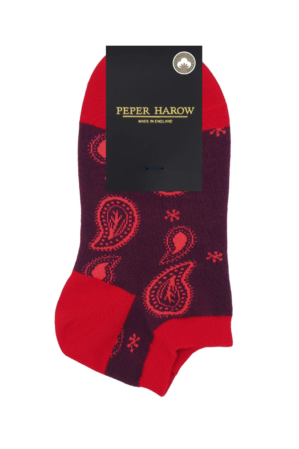 Paisley Women's Organic Cotton Trainer Socks | Burgundy