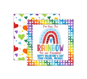 Personalized Blue Rainbow Valentine's Day Tags, Valentine Cards