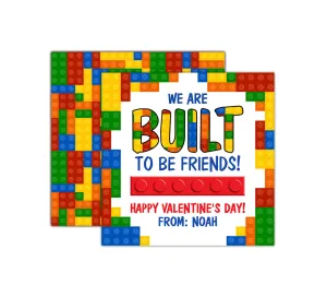Personalized Building Blocks Valentine's Day Tags, Valentine Cards
