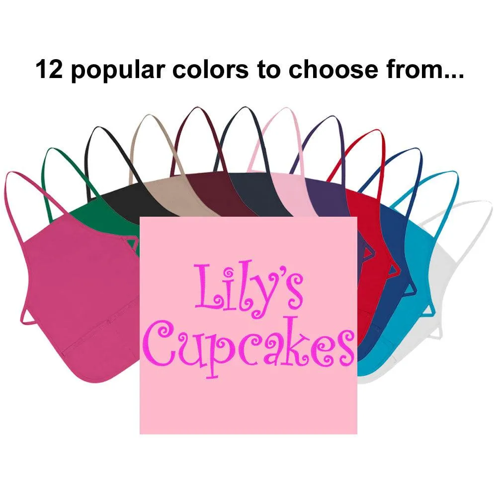 Personalized Child Apron Embroidered 2 Lines of Text