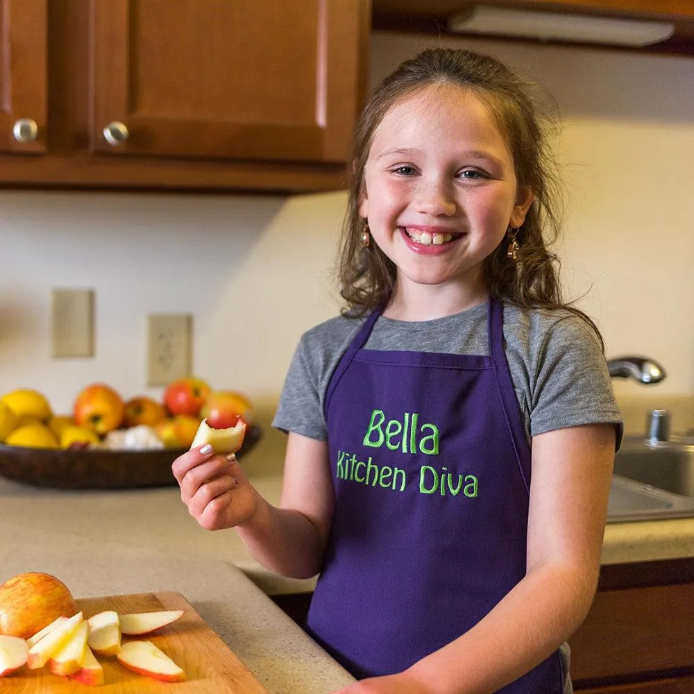 Personalized Child Apron Embroidered 2 Lines of Text