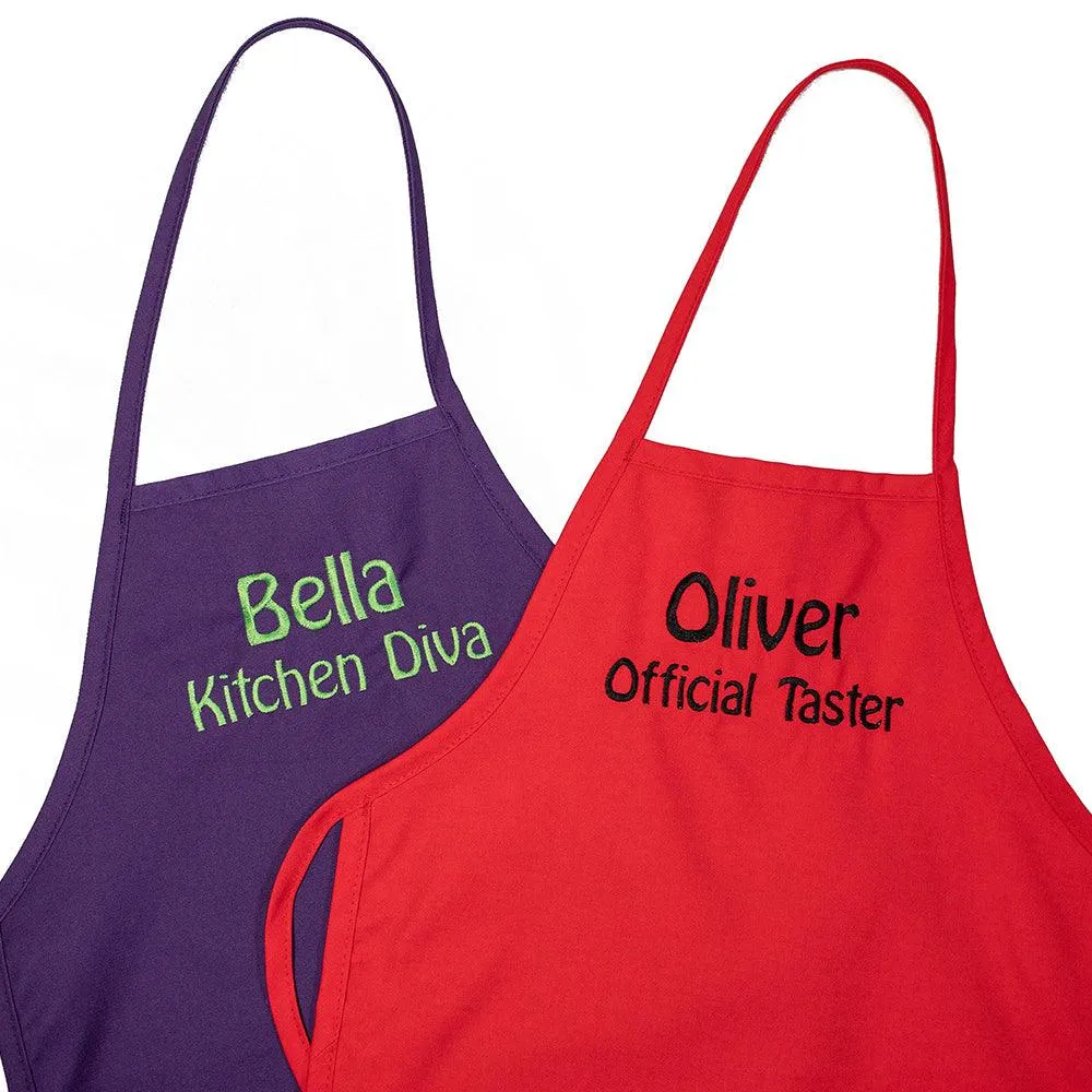 Personalized Child Apron Embroidered 2 Lines of Text