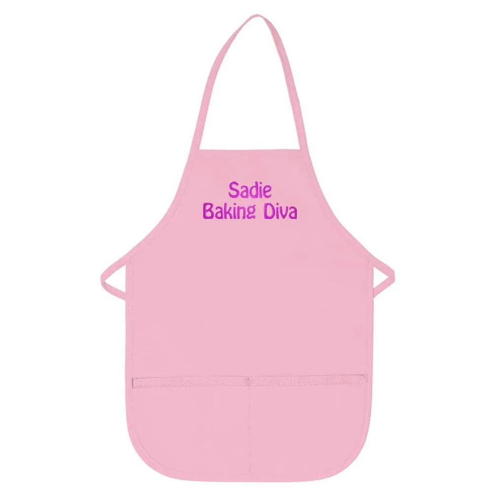 Personalized Child Apron Embroidered 2 Lines of Text
