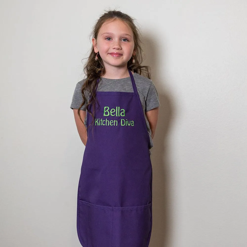 Personalized Child Apron Embroidered 2 Lines of Text