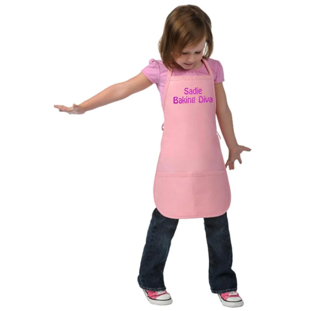 Personalized Child Apron Embroidered 2 Lines of Text