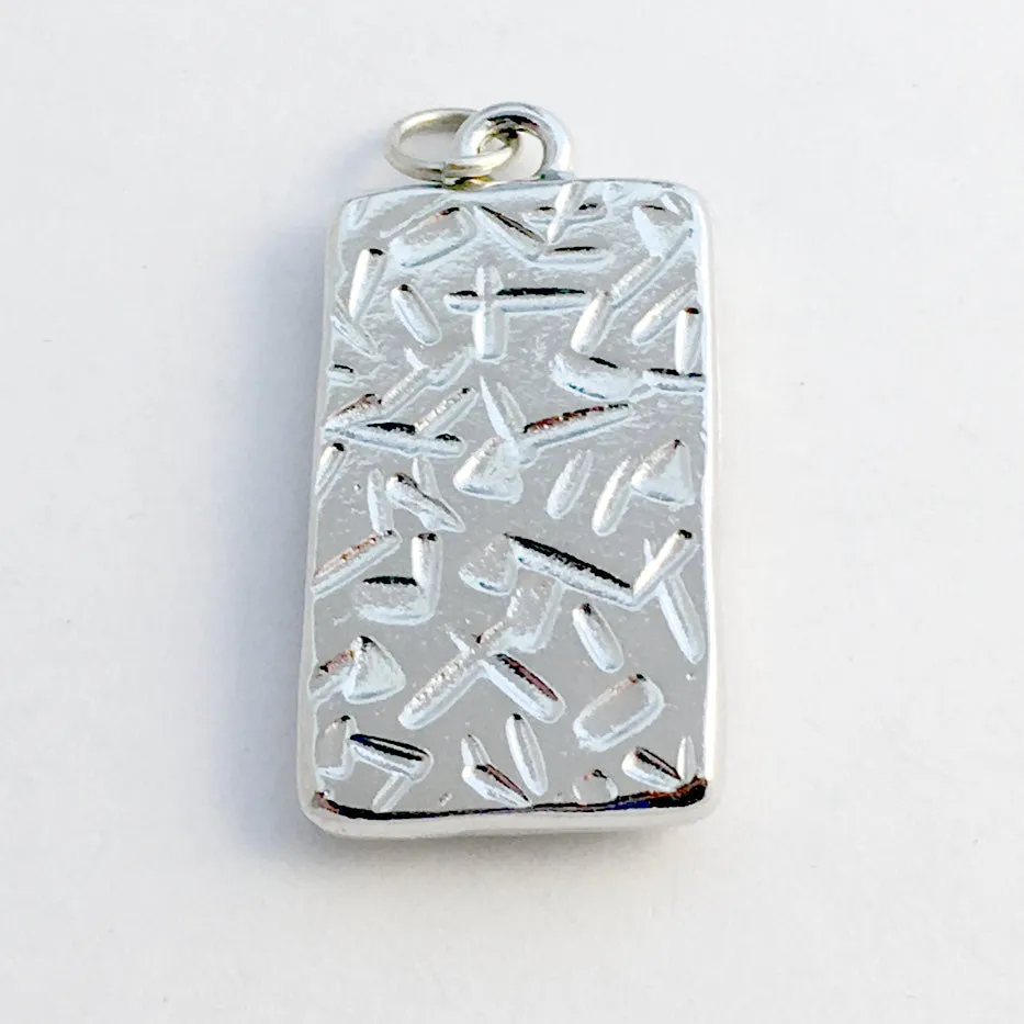 Pewter with sterling silver giraffe pendant- rectangular, print, resin, safari