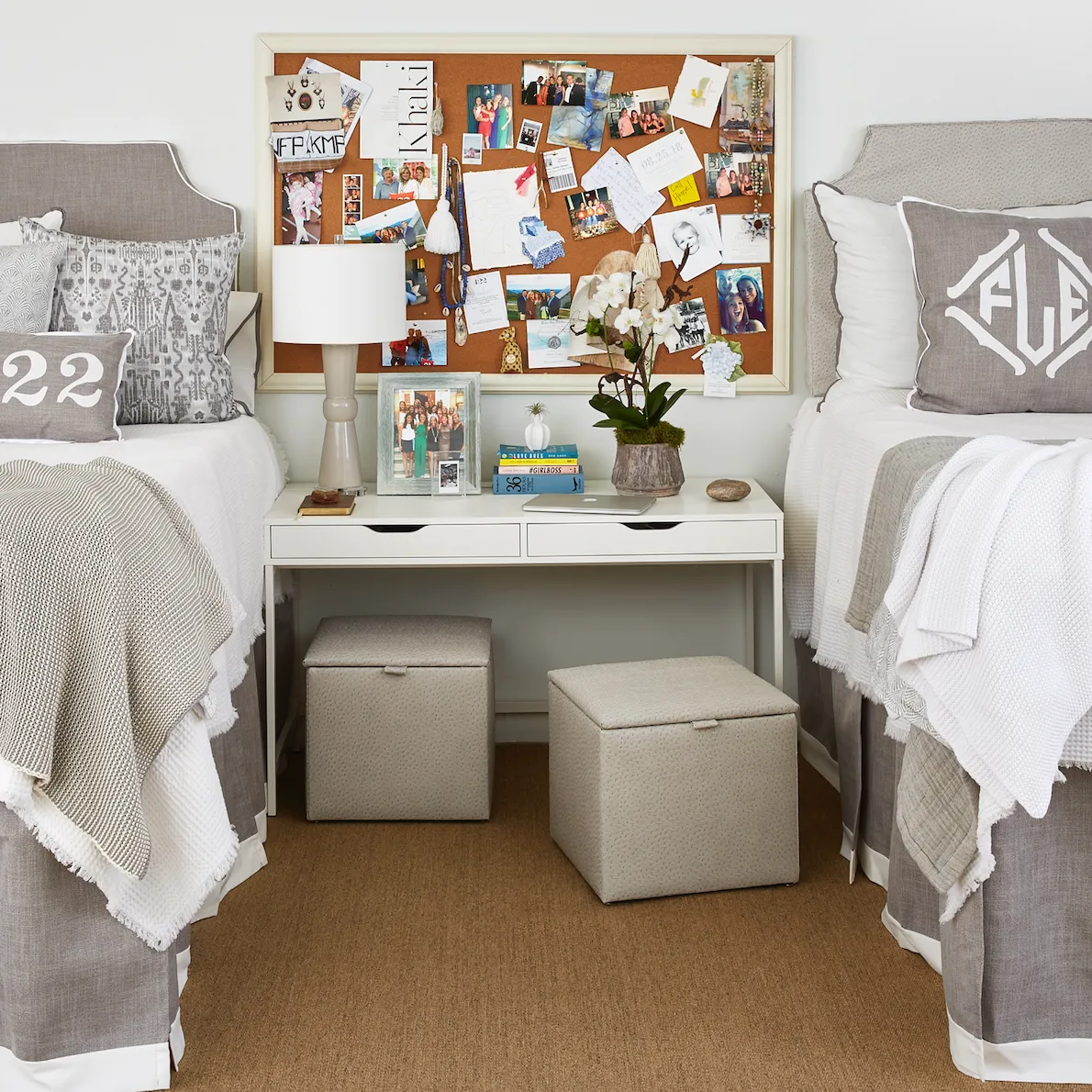 Pewter with White Band Bedskirt